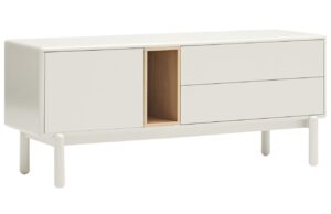 Krémově bílý lakovaný TV stolek Teulat Corvo 140 x 40 cm