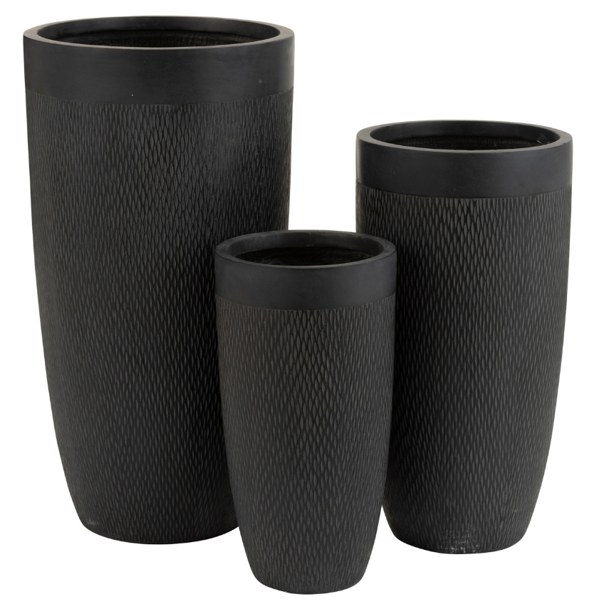 Set tří černých keramických váz J-line Geramio 72/58/46 cm