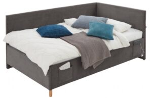 Antracitová manšestrová postel Meise Möbel Cool II. 120 x 200 cm s úložným prostorem