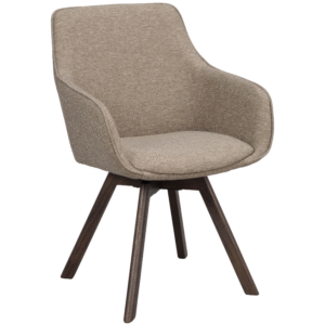 Tmavě béžové čalouněné otočné křeslo ROWICO ALISON s hnědou podnoží