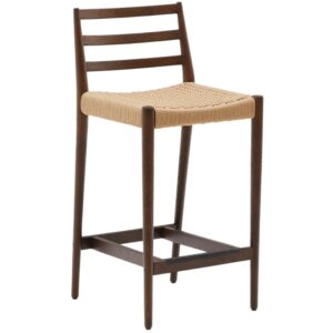 Kave Home Ořechová barová židle Analy 70 cm s výpletem
