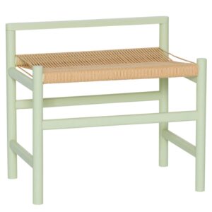 Hübsch Světle zelená lavice Heritage 60 cm s výpletem