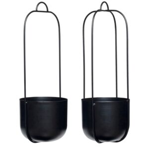 Set černých kovových závěsných květináčů Hübsch Lotus Ø 16 cm