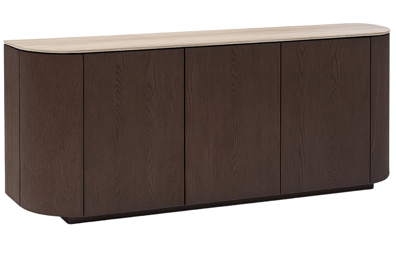 Micadoni Tmavá dubová komoda Eularia 170 x 40 cm s kamennou deskou