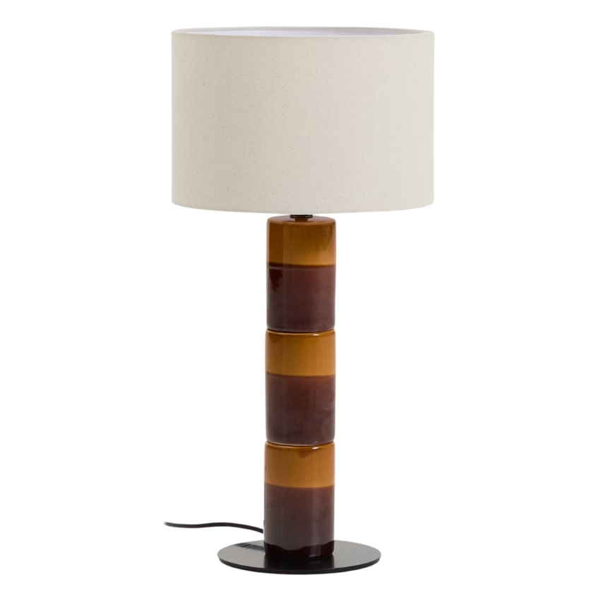 Kave Home Žluto-hnědá keramická stolní lampa Mavran