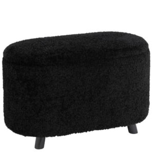 J-line Černý taburet Teddy 80 x 40 cm