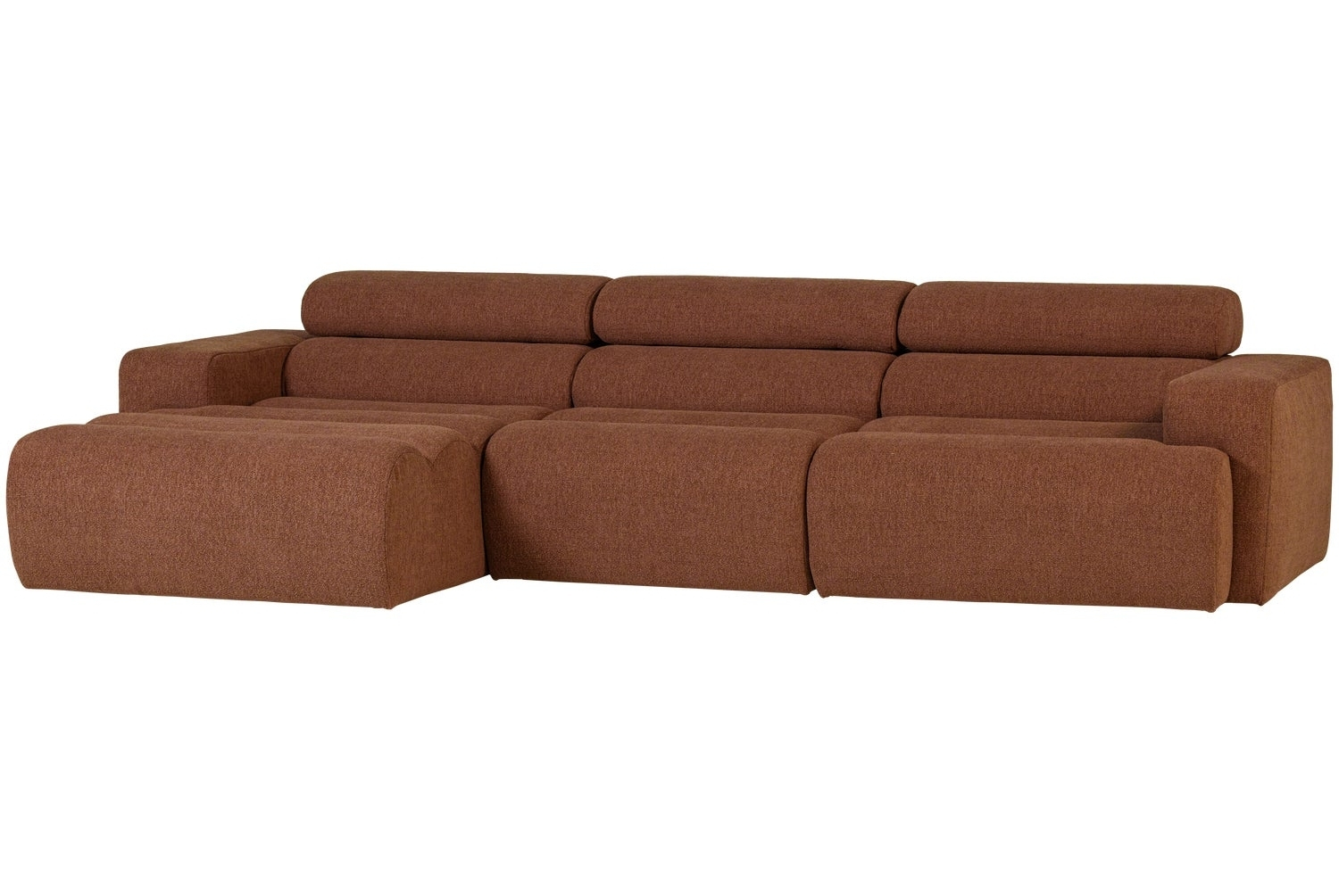 WOOOD Hnědočervená bouclé rohová pohovka Novi 300 cm