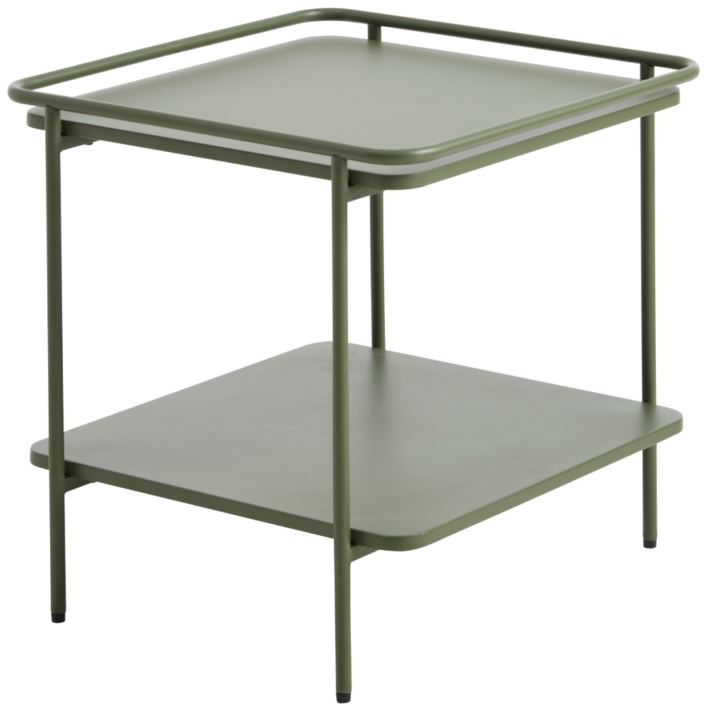 Unique Furniture Olivově zelený kovový odkládací stolek Yuba 45 x 45 cm
