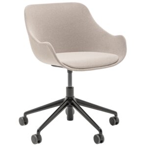 MDD Bílá bouclé otočná konferenční židle Baltic Classic s černou podnoží