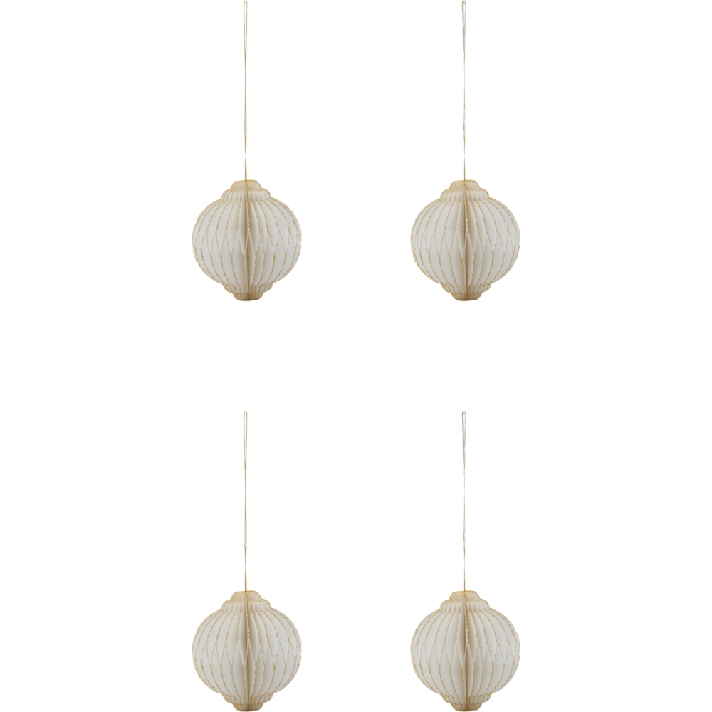 House Doctor Bílo-zlaté papírové vánoční ozdoby Alsta 8 cm