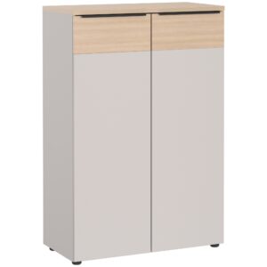 Germania Krémově bílá kancelářská skříň Oviedo 120 x 80 cm s dubovým dekorem
