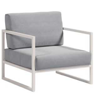 Kave Home Modré zahradní křeslo Comova s bílou podnoží