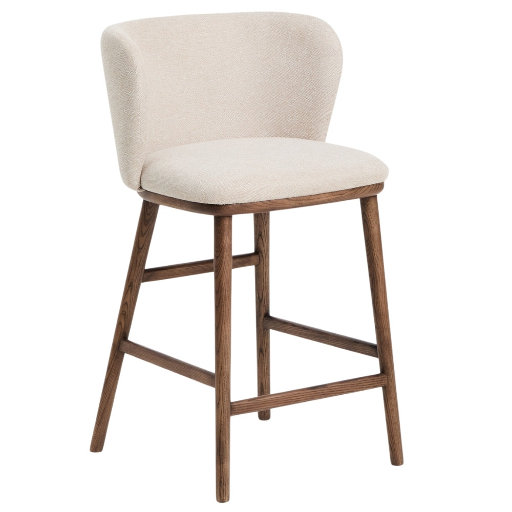 Kave Home Béžová barová židle Ciselia 65 cm s ořechovou podnoží