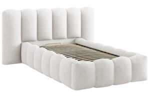 Micadoni Bílá bouclé postel Lupine 90 x 200 cm s úložným prostorem