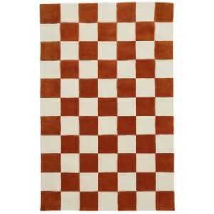 FEST Amsterdam Béžovo-oranžový vlněný koberec Checks 161 x 253 cm