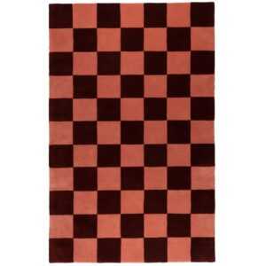 FEST Amsterdam Červeno-růžový vlněný koberec Checks 161 x 253 cm
