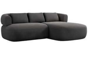 Windsor & Co Tmavě šedá sametová rohová pohovka Aldrin 200 cm