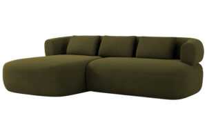 Windsor & Co Zelená sametová rohová pohovka Aldrin 225 cm