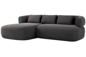 Windsor & Co Tmavě šedá sametová rohová pohovka Aldrin 225 cm