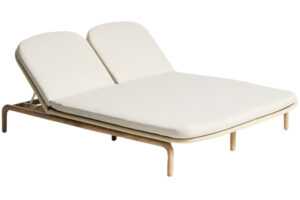 Kave Home Dřevěné zahradní dvojlehátko Alipa s béžovým výpletem