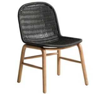 Kave Home Dřevěná zahradní židle Alipa s tmavě šedým výpletem