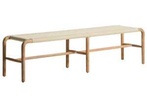 Kave Home Dřevěná zahradní lavice Alipa 180 cm s béžovým výpletem