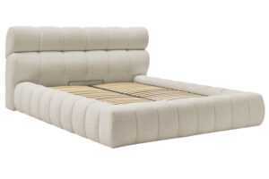 Bobochic Paris Béžová bouclé dvoulůžková postel Mont-Blanc 180 x 200 cm s úložným prostorem