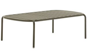 Kave Home Tmavě zelený kovový zahradní stolek Joncols 113 x 65 cm