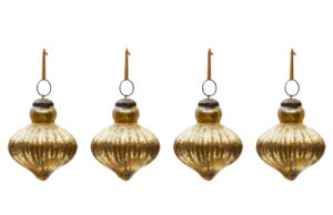 Set čtyř zlatých skleněných vánočních ozdob Kave Home Raj 8 cm