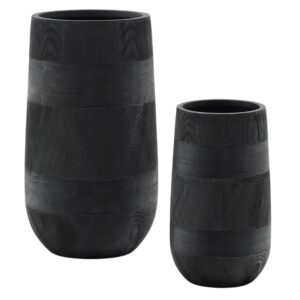 Kave Home Set dvou černých zahradních květináčů Tival ⌀ 24/35 cm