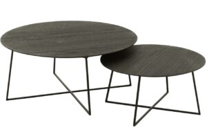 J-line Set dvou černých dřevěných konferenčních stolků Eve 80/60 cm