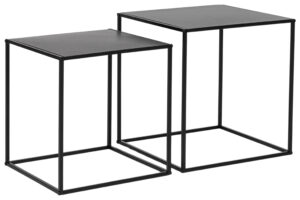 Bizzotto Set dvou černých kovový odkládací stolků Alrik 34x34 / 38x38 cm