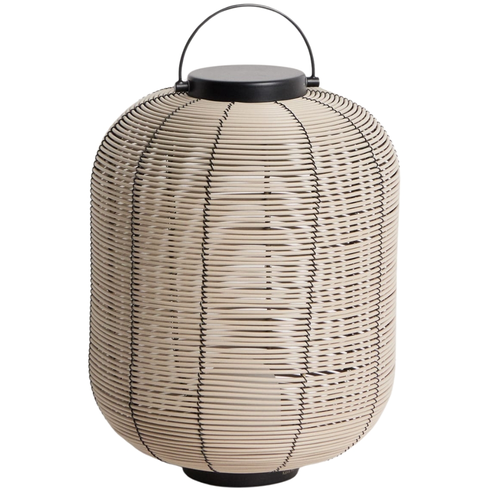 Kave Home Béžová zahradní LED lampa z umělého ratanu Saranella 37 cm
