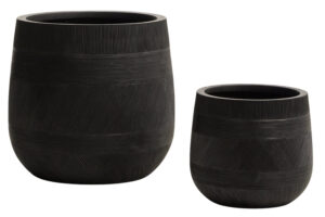 Kave Home Set dvou černých zahradních květináčů Tival ⌀ 33/50 cm