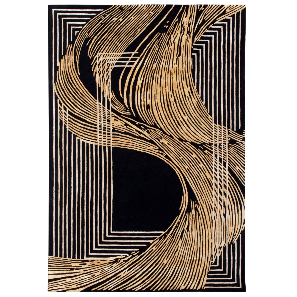 Fargotex Černo-zlatý koberec Wind 200 x 300 cm