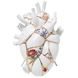 Seletti Bílá porcelánová váza Love in Bloom Kintsugi 25 cm