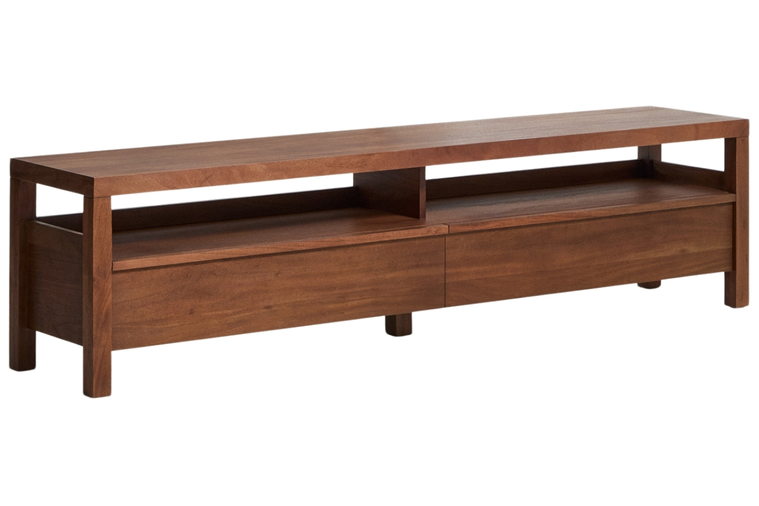 Kave Home Hnědý dřevěný TV stolek Norani 200 x 40 cm